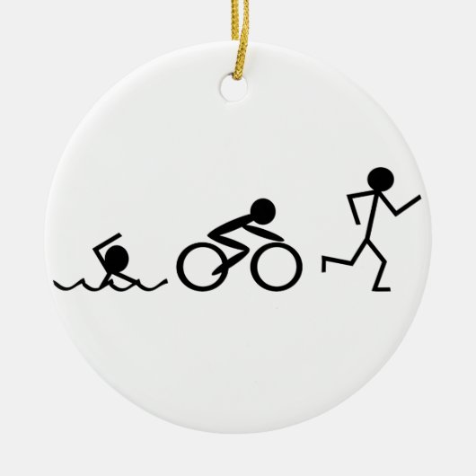 Triathlon-Strichmännchen Keramikornament (Vorne)