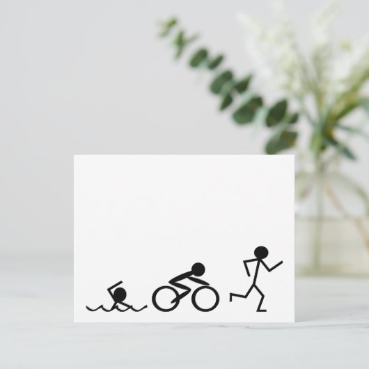 Triathlon Strichmännchen Postkarte (Stehend Vorderseite)