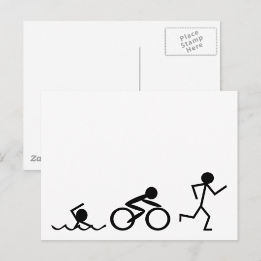 Triathlon Strichmännchen Postkarte (Vorne/Hinten)