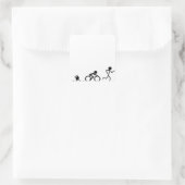 Triathlon Strichmännchen Quadratischer Aufkleber (Tasche)