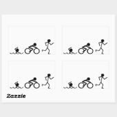 Triathlon Strichmännchen Rechteckiger Aufkleber (Blatt)