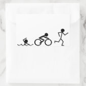 Triathlon Strichmännchen Rechteckiger Aufkleber (Tasche)