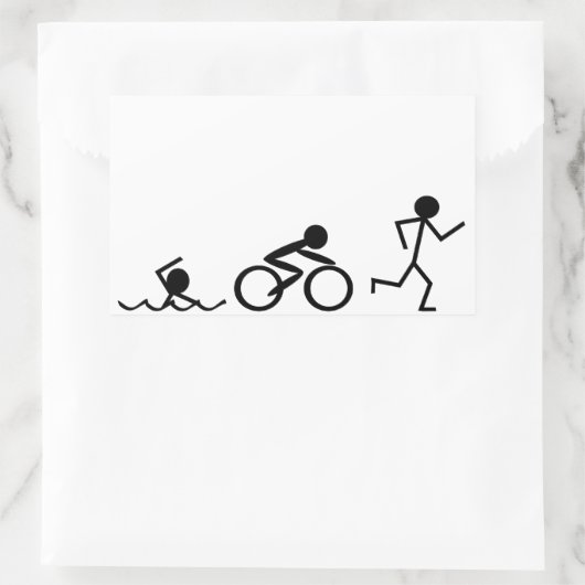 Triathlon Strichmännchen Rechteckiger Aufkleber (Tasche)