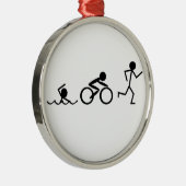 Triathlon-Strichmännchen Silbernes Ornament (Rechts)