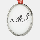 Triathlon-Strichmännchen Silbernes Ornament (Links)