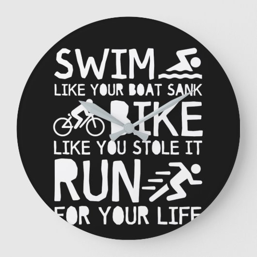 Triathlon Swim Bike Lauf für Ihr Leben Große Wanduhr (Vorderseite)