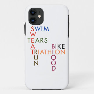 Triathlon Swim Bike Run Blood Sweat Tears iPhone 11 Hülle