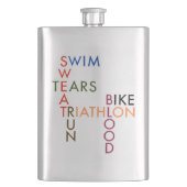 Triathlon Swim Bike Run Blood Sweat Tears Flachmann (Vorderseite)