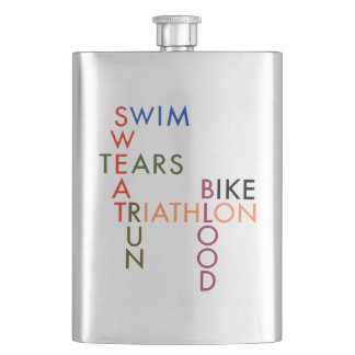 Triathlon Swim Bike Run Blood Sweat Tears Flachmann