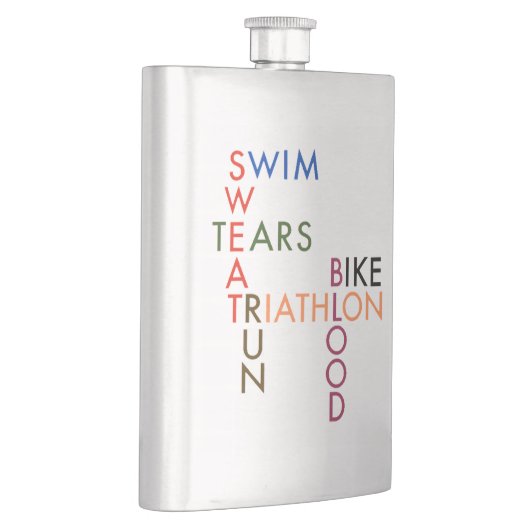 Triathlon Swim Bike Run Blood Sweat Tears Flachmann (Rechts)