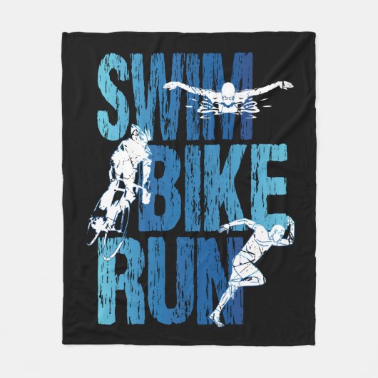 Triathlon - Swim Bike Run Fleecedecke (Vorderseite)