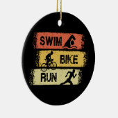 Triathlon - Swim Bike Run Keramik Ornament (Rechts)