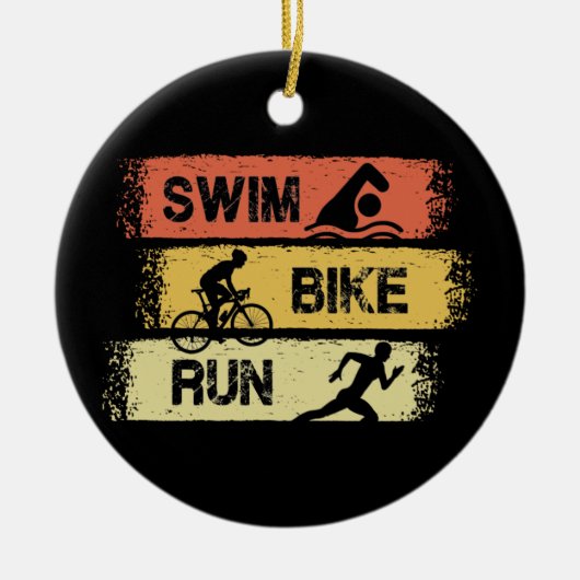 Triathlon - Swim Bike Run Keramik Ornament (Vorne)