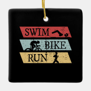 Triathlon - Swim Bike Run Keramikornament