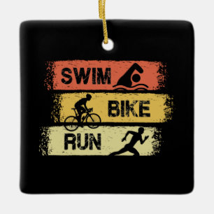 Triathlon - Swim Bike Run Keramikornament