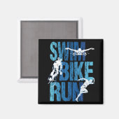 Triathlon - Swim Bike Run Magnet (Vorderseite/Rückseite)