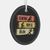 Triathlon - Swim Bike Run Ornament Aus Glas (Vorderseite Rechts)