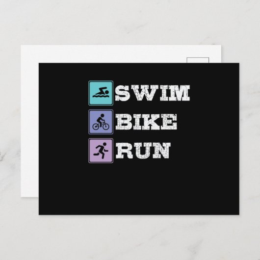 Triathlon Swim Bike Run Postkarte (Vorne/Hinten)