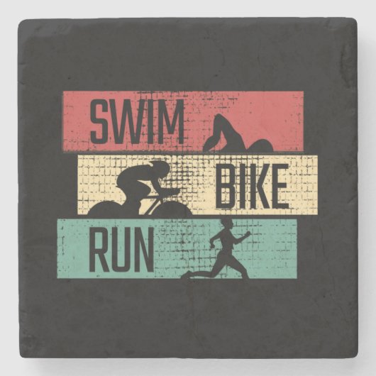 Triathlon - Swim Bike Run Steinuntersetzer (Vorderseite)