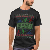Triathlon Swim Bike Run Ugly Christmas Sweater T-Shirt (Vorderseite)