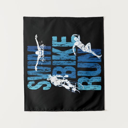 Triathlon - Swim Bike Run Wandteppich (Vorderseite)