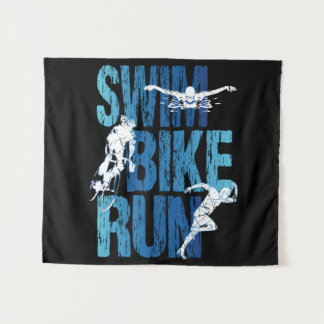 Triathlon - Swim Bike Run Wandteppich
