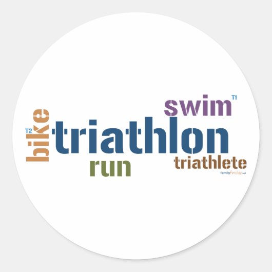 Triathlon Text Runder Aufkleber (Vorderseite)