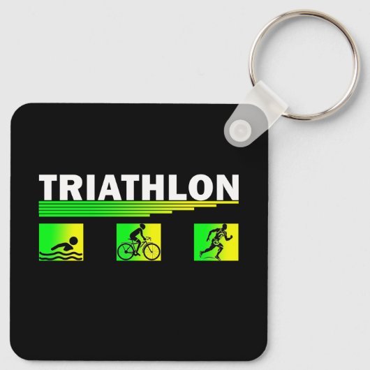 Triathlon Transzendenz: Schwimmen, Fahrrad, Erfolg Schlüsselanhänger (Rückseite)