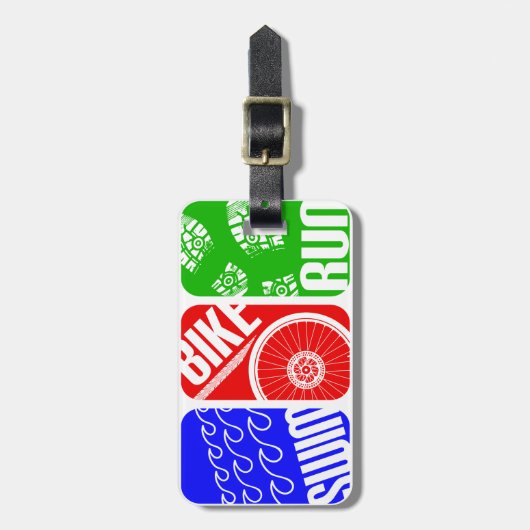 Triathlon-TRI Farbblöcke Gepäckanhänger (Vorderseite vertikal)