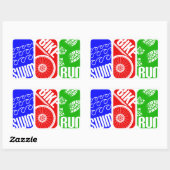 Triathlon TRI Farbblöcke Rechteckiger Aufkleber (Blatt)