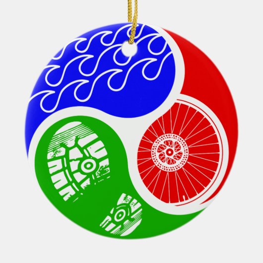 Triathlon TRI Yin Yang Keramikornament (Vorne)