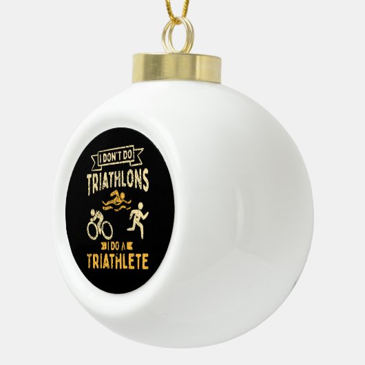 Triathlon Triathlete Keramik Kugel-Ornament (Rechts)