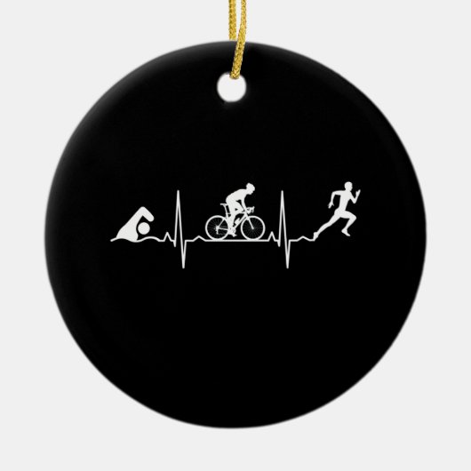 Triathlon - Triathlon Heartbeat Keramik Ornament (Vorne)