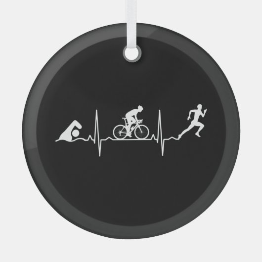 Triathlon - Triathlon Heartbeat Ornament Aus Glas (Vorderseite)