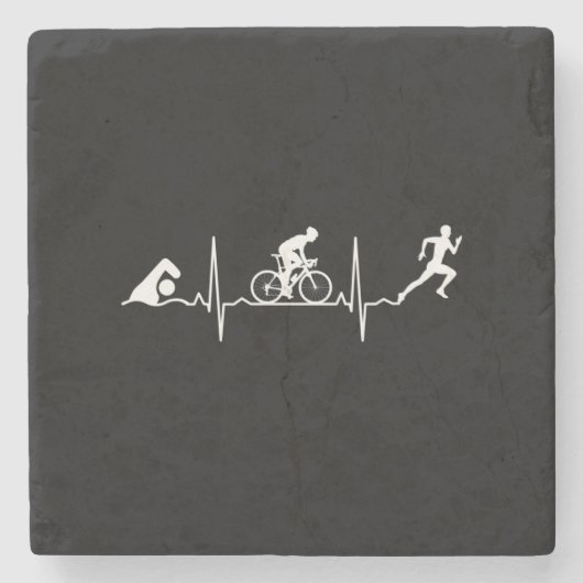 Triathlon - Triathlon Heartbeat Steinuntersetzer (Vorderseite)