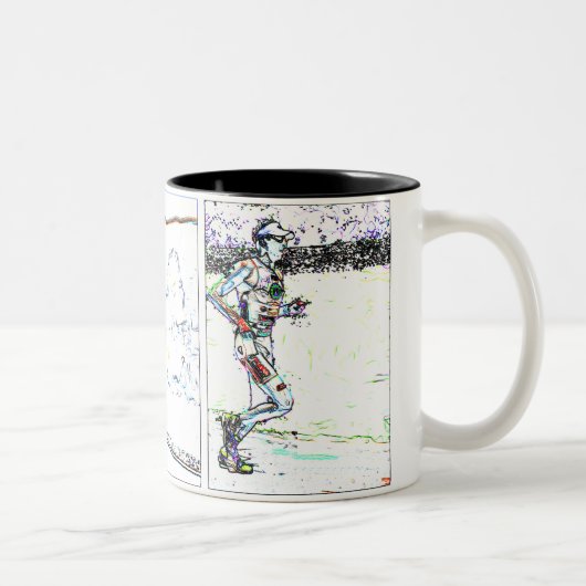 Triathlon-Triptychon-Tasse Zweifarbige Tasse (Rechts)