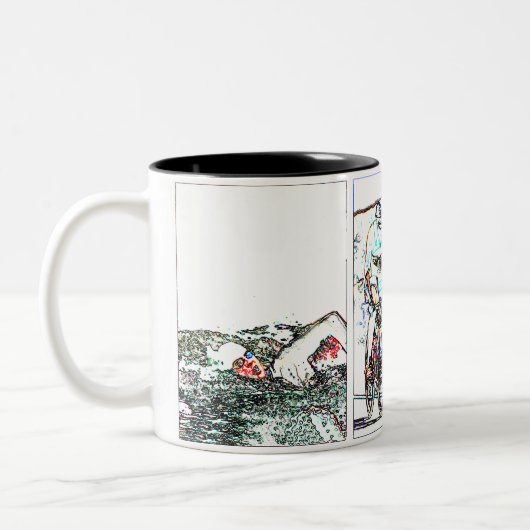 Triathlon-Triptychon-Tasse Zweifarbige Tasse (Links)