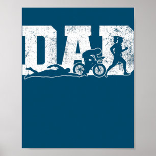 Triathlon Vater Swim Bike Lauf Vatertag Poster
