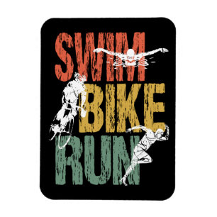 Triathlon Vintag Swim Bike Run Magnet