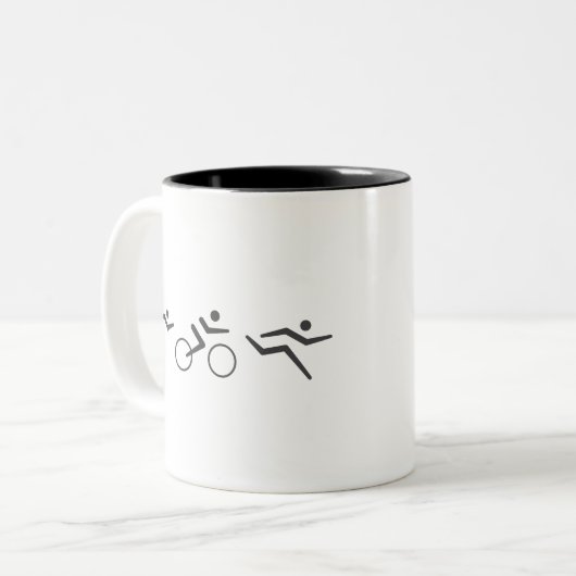 Triathlon Zweifarbige Tasse (Vorderseite Links)