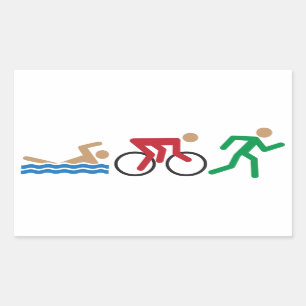 Triathlonlogoikonen im Farbaufkleberblatt Rechteckiger Aufkleber