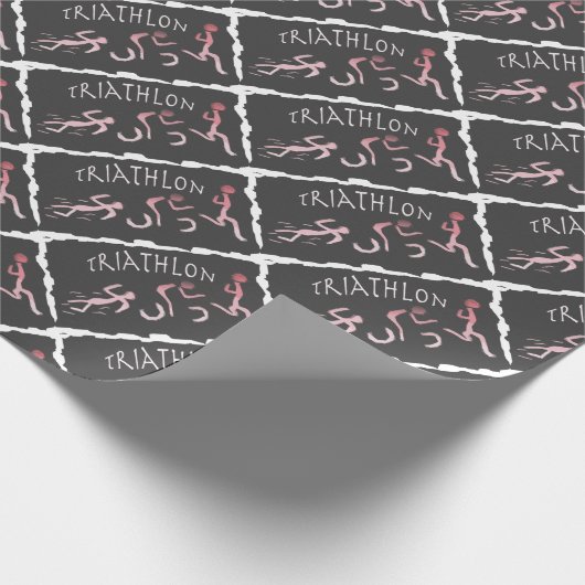 Triathlonswim-Fahrrad Laufabstraktes im Schwarzen Geschenkpapier (Ecke)