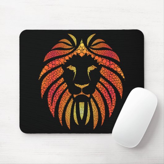Tribal Abstrakt Orange Lion Face Mousepad (Mit Mouse)