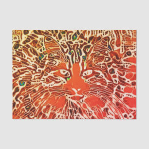 Tribal Abstrakt Tabby Katze Herbst Kunst Seidenpapier