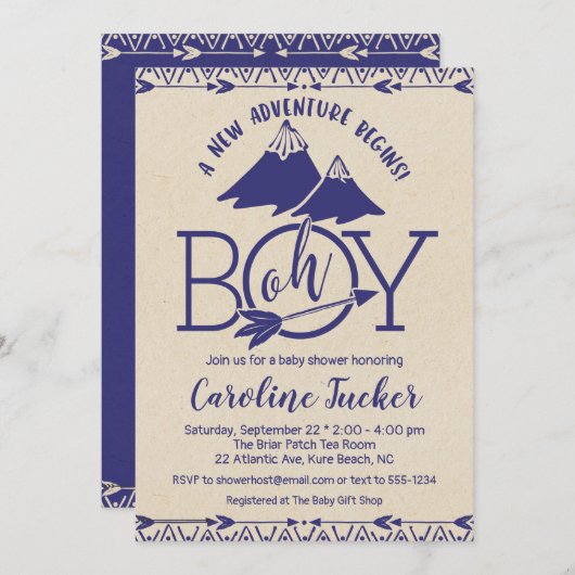 Tribal Adventure Baby-Dusche Einladung (Vorne/Hinten)
