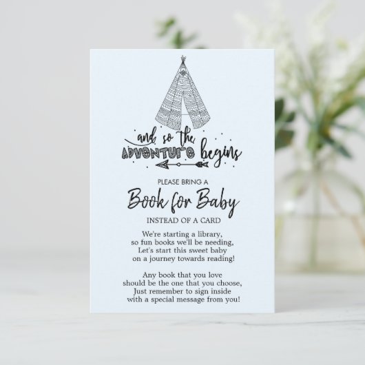 Tribal Adventure Boys Baby Shower Book for Baby Einladung (Stehend Vorderseite)