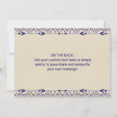 Tribal Adventure Navy Blue Baby Dusche Dankeskarte (Rückseite)