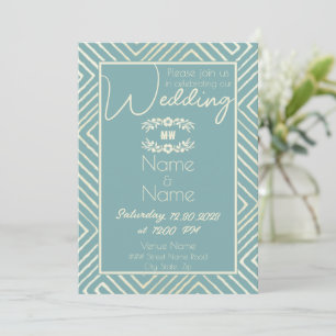 Tribal African Misty Blue Wedding Einladung