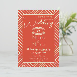 Tribal African Spicy Orange Wedding Einladung