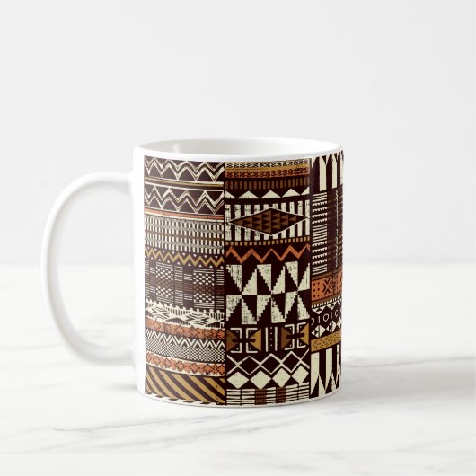 Tribal African style fabric patchwork abstract vin Kaffeetasse (Links)